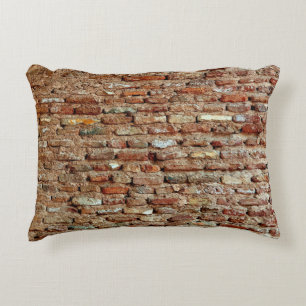 Ancient Textured Brick Wall of Lal Killa Indiaaged Decorative Cushion