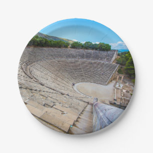 ancient theatre in Epidaurus, Argolis, Greece Paper Plate