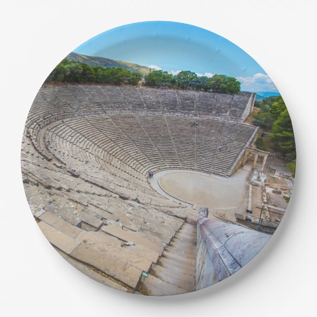 ancient theatre in Epidaurus, Argolis, Greece Paper Plate (Front)