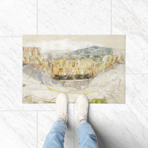 Ancient Theatre of Athens Greece Doormat – Vintage