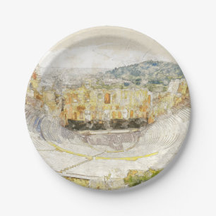 Ancient theatre of Athens, Greece Paper Plate