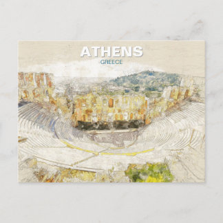 Ancient Theatre of Athens Greece  Postcard
