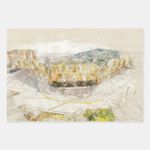 Ancient theatre of Athens, Greece Wrapping Paper Sheet