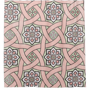 Ancient tile ornamental background, seamless patt shower curtain