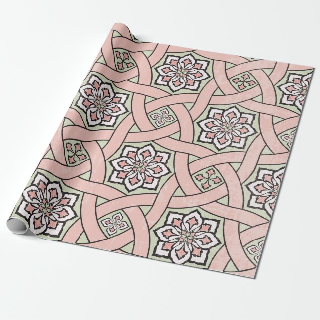 Ancient tile ornamental background,seamless patter wrapping paper (Unrolled)