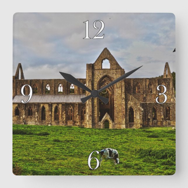 Ancient Tintern Abbey, Cistercian Monastery, Wales Square Wall Clock (Front)