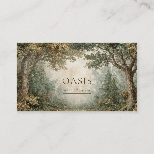 Ancient Tree Forest Archway Rustic Landscape Business Card (Front)