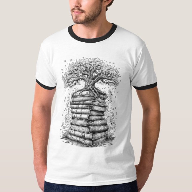Ancient Tree of Knowledge Ink Graphic T-Shirt (Front)