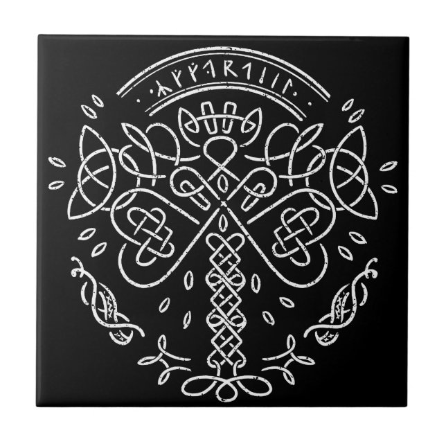 Ancient Viking Celtic Knotwork  - Tree of Life Tile (Front)
