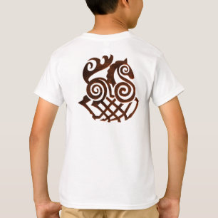 Ancient Viking Horse Design in Maroon  T-Shirt