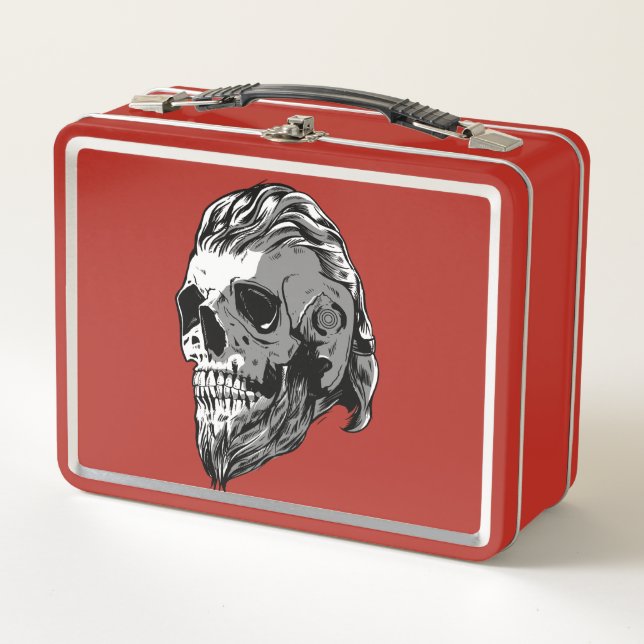 Ancient Viking Skull Design Metal Lunch Box (Front)