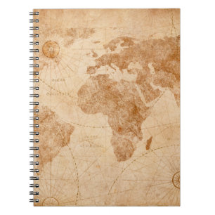 Ancient vintage world map illustrationmap, world, notebook