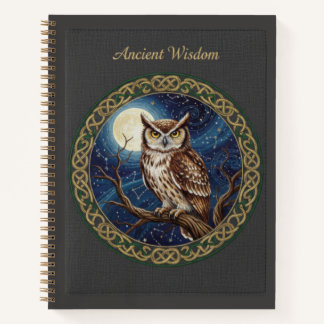 Ancient Wisdom Embroidered Owl & Moon Celestial Notebook