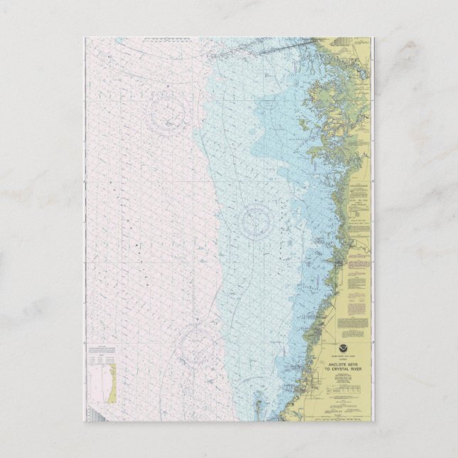 Anclote Keys to Crystal River Nautical Chart Postc Postcard (Front)