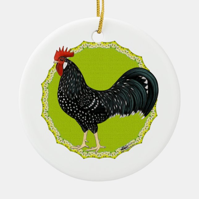 Ancona Rooster Ceramic Tree Decoration (Front)