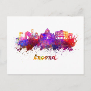 Ancona skyline in watercolor postcard