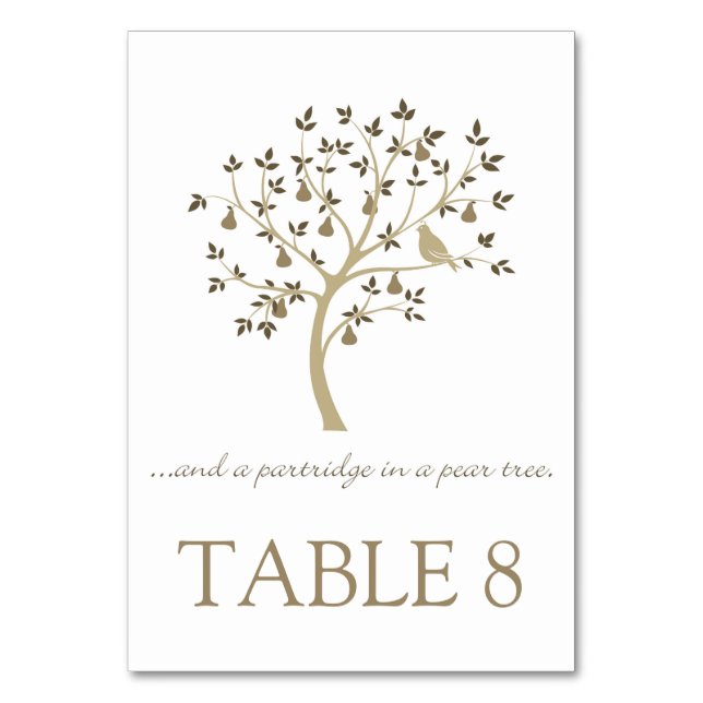 And a partridge in a pear tree table number (Front)