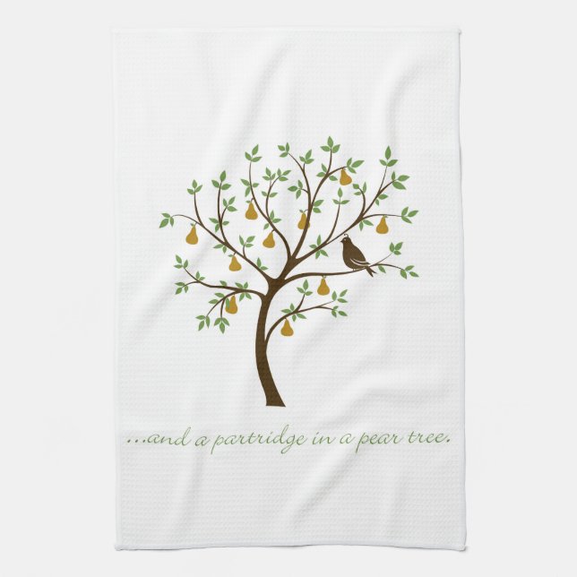 And a partridge in a pear tree tea towel (Vertical)