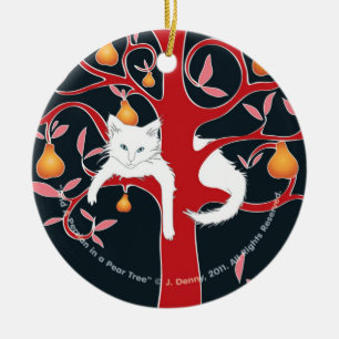 And a Persian in a Pear Tree... Ceramic Tree Decoration