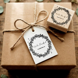 And Be Thankful Colossians 3:15 Floral Wreath Rubber Stamp