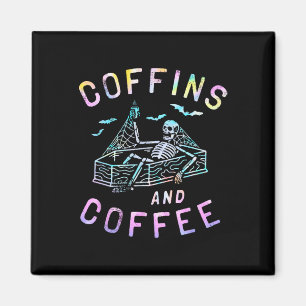 And Coffee Funny Skeleton Tie Dye Retro Halloween Magnet