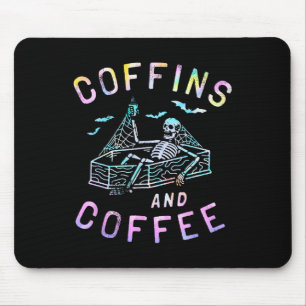 And Coffee Funny Skeleton Tie Dye Retro Halloween Mouse Pad