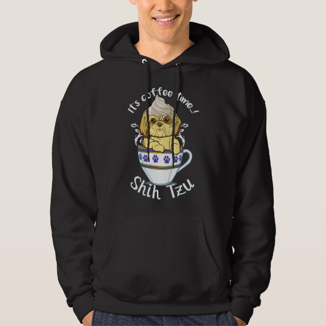 And Cute Dog And Coffee Love Shih Tzu Dog Breed Hoodie (Front)