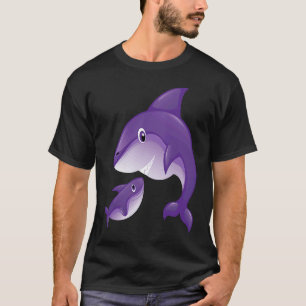 and Cute of Mother Son Baby Toddler Dolphin Themed T-Shirt