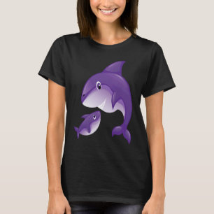 and Cute of Mother Son Baby Toddler Dolphin Themed T-Shirt