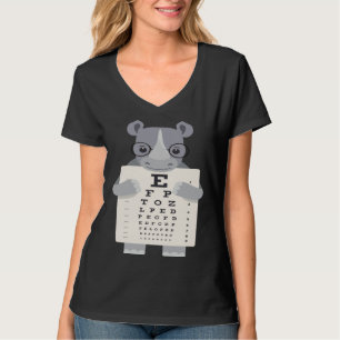 and Cute Rhino with Glasses holding an Eye Chart T-Shirt