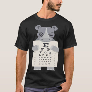 and Cute Rhino with Glasses holding an Eye Chart T-Shirt