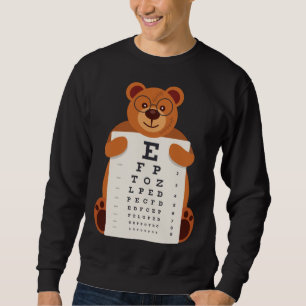 and Cute Teddy Bear with Glasses holding an Eye Ch Sweatshirt