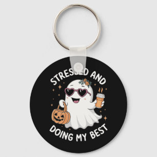 And Doing My Best Funny Ghost Halloween Coffee Key Ring