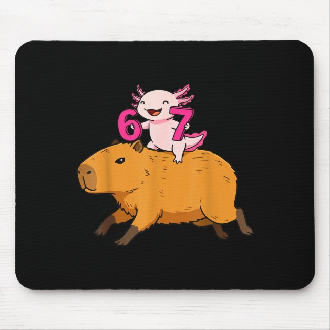And Funny Six Seven Kawaii Axolotl Capybara Mouse Pad (Front)