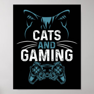 And Gaming Cute Cat Lover Gamer Video Game Cute De Poster