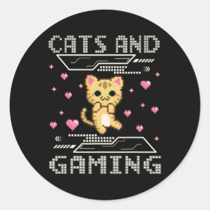 And Gaming For The Cat Lover Gamer Video Game Play Classic Round Sticker