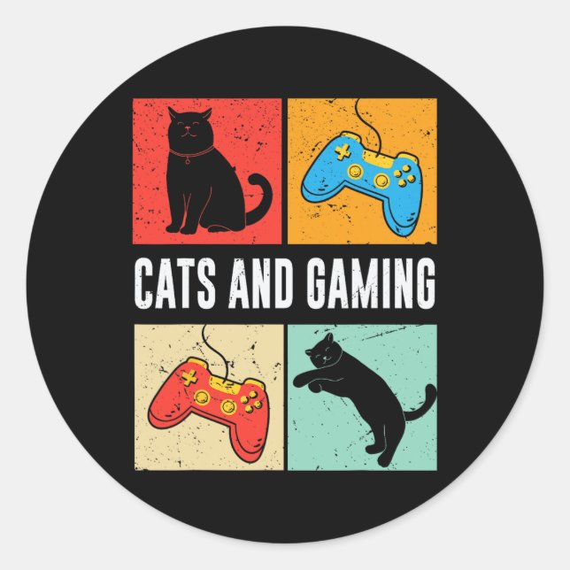 And Gaming For The Cat Lover Gamer Video Game Play Classic Round Sticker (Front)