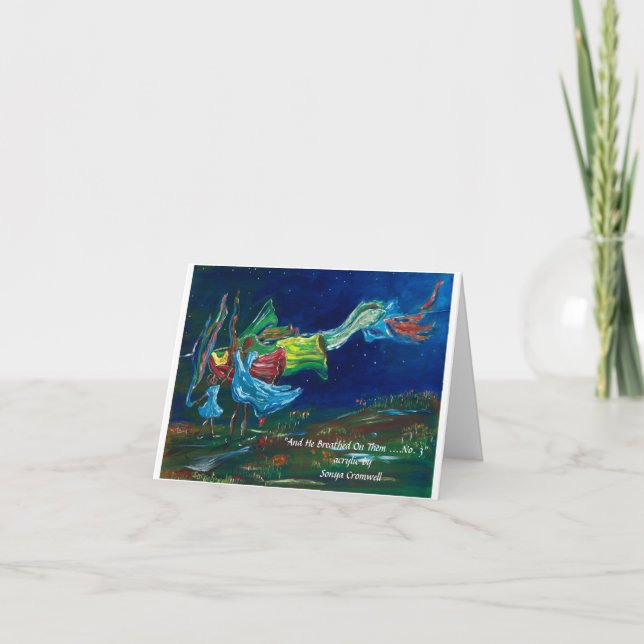 "And He Breathed on Them" no. 3 folded greeting  Card (Front)