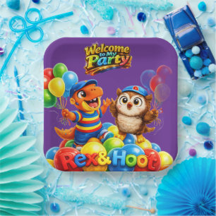 And hoot welcome to my party square paper plate