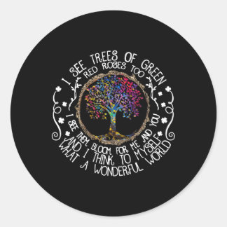 And I Think To Myself W A Wonderful World Quotes M Classic Round Sticker