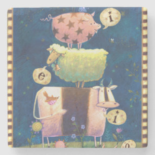 And On This Farm Stone Coaster