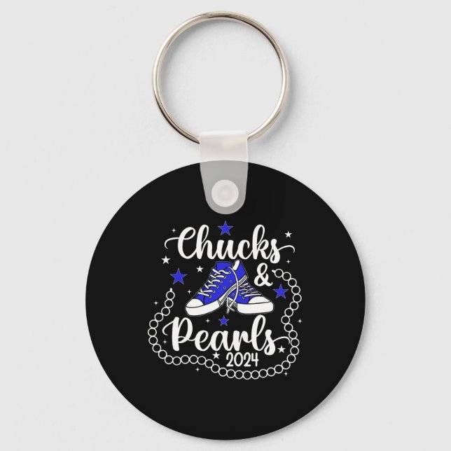 And Pearls Kamala Harris 2024 Meme Vote President  Key Ring (Front)