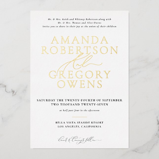 And Script Elegant Serenity Wedding Invitation (Front)