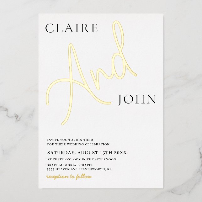 And Script Wedding Invitation (Front)