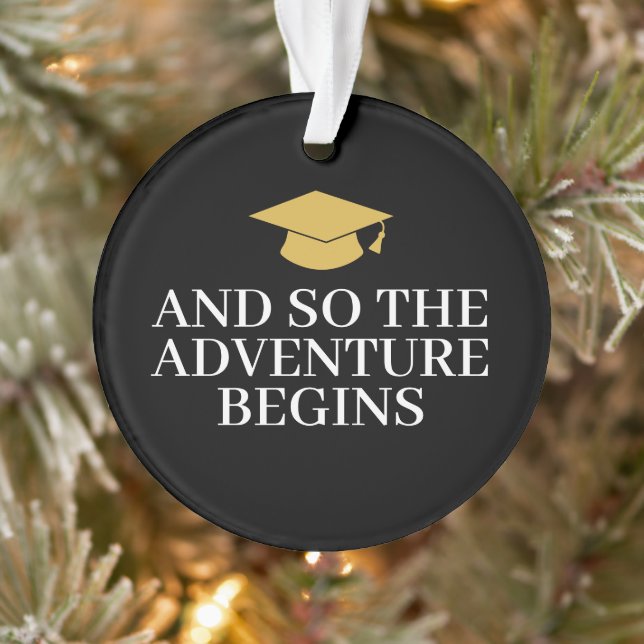 And So Adventure Awaits - Modern Graduation Photo Ornament (Tree)