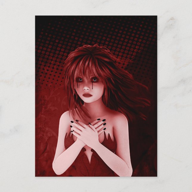 And So She Cries Gothic Art Postcard (Front)