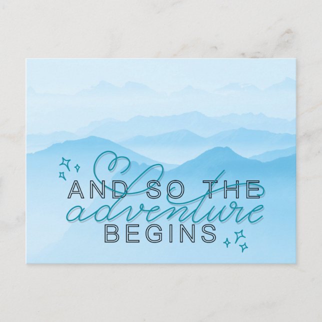 “And so the Adventure Begins” Inspirational Quote Postcard (Front)