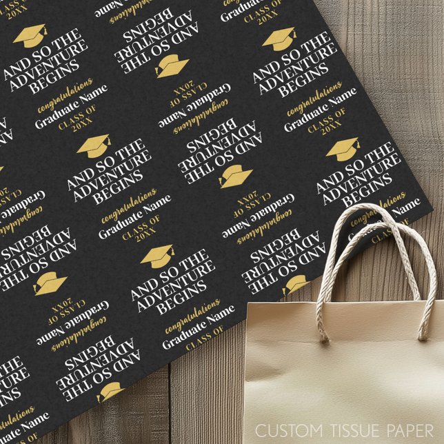 And So The Adventure Begins - Modern Graduation Tissue Paper (Graduation Tissue Paper)