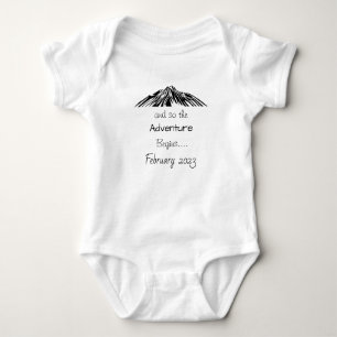 And So the Adventure Begins, personalized baby Baby Bodysuit