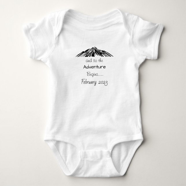 And So the Adventure Begins, personalized baby  Bodysuit (Front)